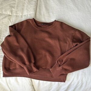 Cozy Brown Crewneck Sweatshirt - Women